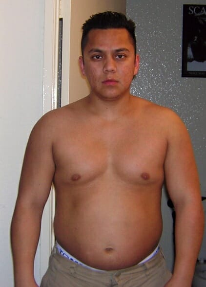 Tony Arreola's before picture without a flat tummy